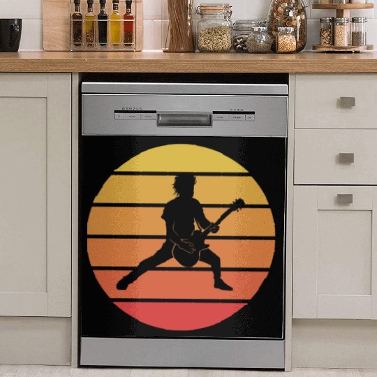 Bass Guitar Player Musician Bassist Vintage Retro Dish Washer Covers