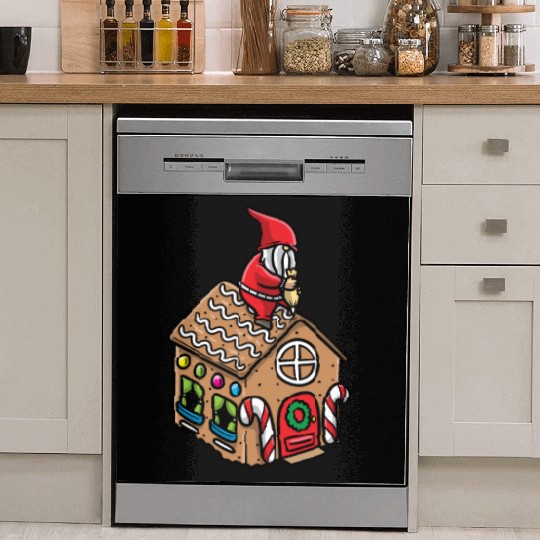 Christmas Gnome Gingerbread House Candy Cane Dish Washer Covers