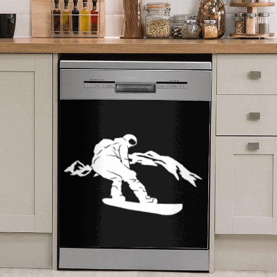 Snowboarders in front of mountain range - Winter Dish Washer Covers