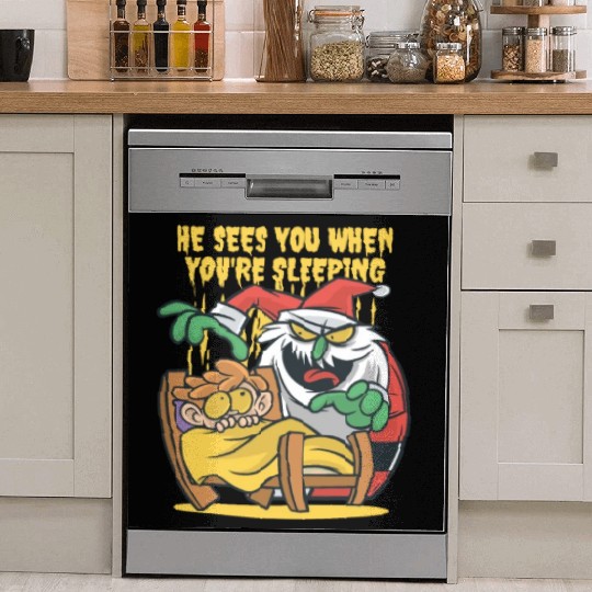 He sees when you are sleeping scary santa He sees Dish Washer Covers