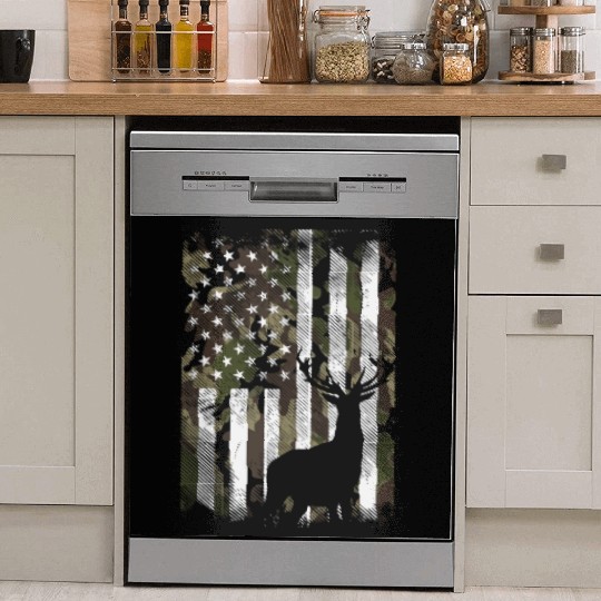 Camo US Flag Deer Elk Buck Camoflage Hunting Hunte Dish Washer Covers