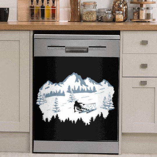 Skiing, Skier, Ski, Winter Snow Mountains Dish Washer Covers