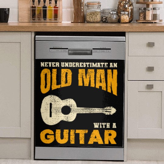 Old Man Guitar Player Music Musician Dad Grandpa Dish Washer Covers