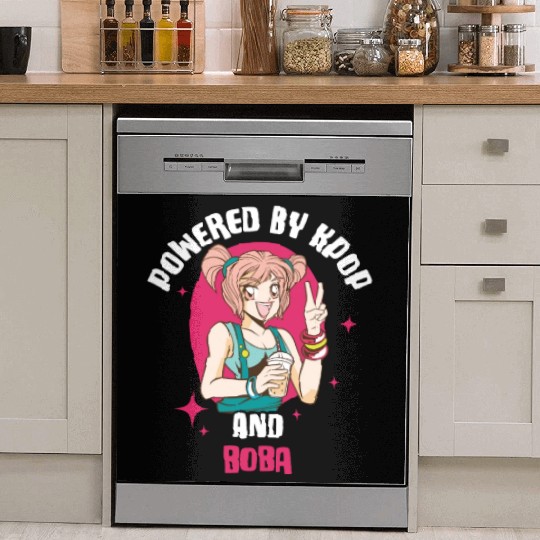 Powered By Kpop And Boba Funny Kpop Gift Dish Washer Covers