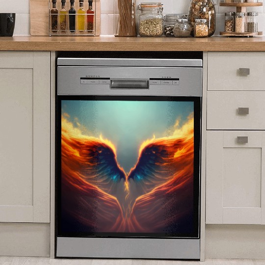 Mashup Epic Wallpaper Flaming Angel Wings Dish Washer Covers