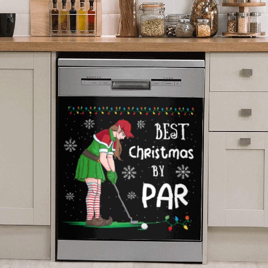 Golf Elf Pun Golfer Christmas Golfing Dish Washer Covers
