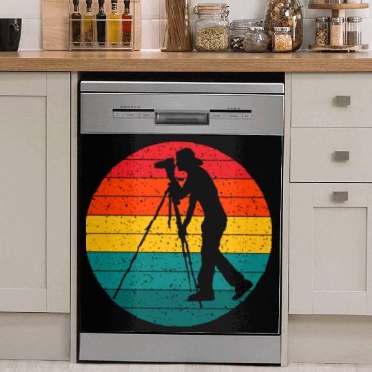 Retro vintage photographer girl, photography lover Dish Washer Covers