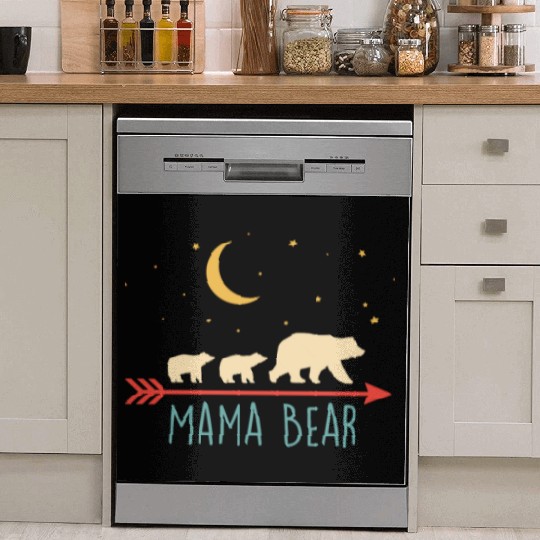 Retro Mama Bear With 2 Cubs Dish Washer Covers