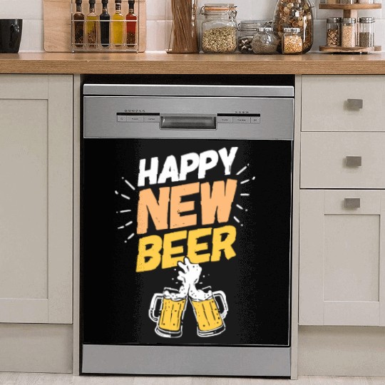 Happy New Beer New Year's Alcohol Drinking Gift Dish Washer Covers