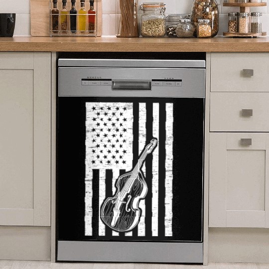 Double Bassist US Flag Double Bass Instrument Dish Washer Covers