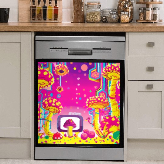 Psychedelic Video Game Fantasy World Dish Washer Covers