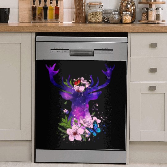 Floral Galaxy Deer Dish Washer Covers