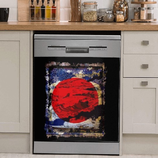 Japan Flag Red Circle Blue Mountain Collage Art 74 Dish Washer Covers