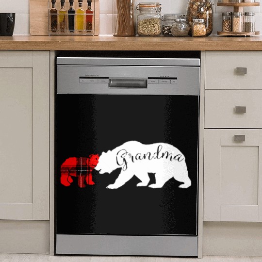 Grandma Bear Red Plaid Cub Mom Christmas Ladies Dish Washer Covers