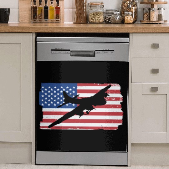 B-17 Flying Fortress Airplane American Flag WW2 Dish Washer Covers