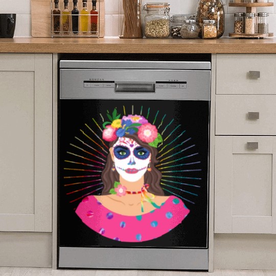 Dia De Los Muertos Dish Washer Covers, Little Girl Sugar Skull