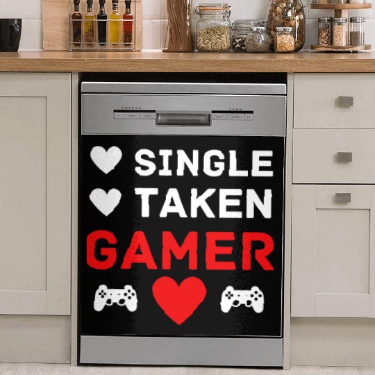 Single Taken Gamer Valentines Day Gaming Heart Dish Washer Covers