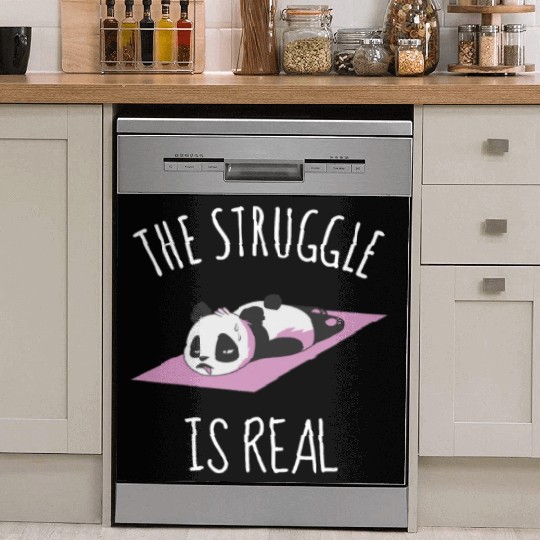 Funny Panda Women Yoga Gym Exercise The Struggle i Dish Washer Covers