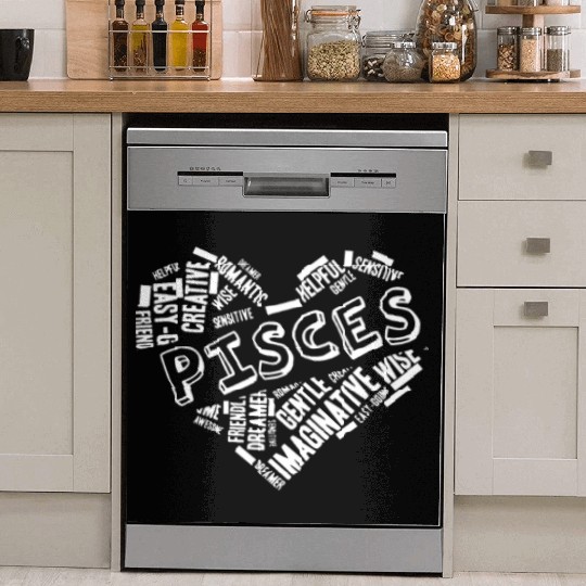 Pisces Heart Word Cloud Doodle Astrology Zodiac St Dish Washer Covers