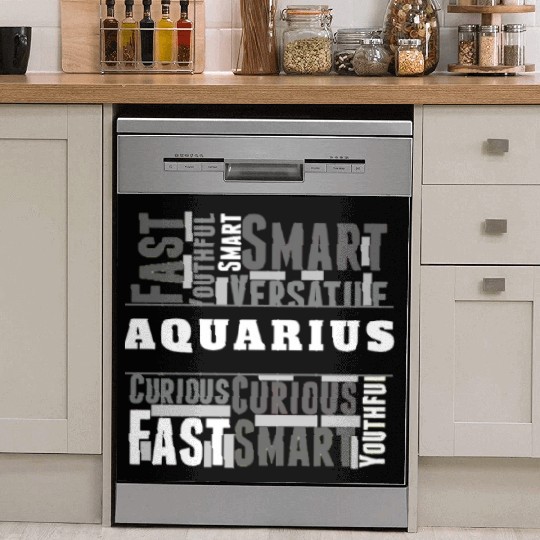 Aquarius Zodiac Star Sign Word Cloud Square Monoch Dish Washer Covers