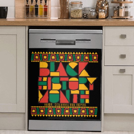 Black Geometric History Month Dish Washer Covers