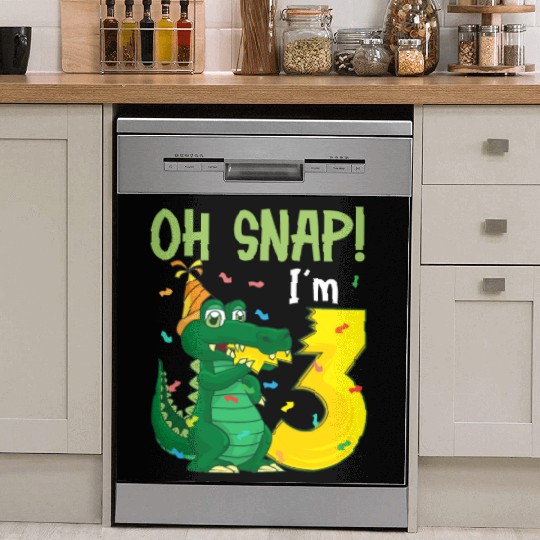 Oh Snap I'm 3 Crocodile 3rd Birthday Alligator Dish Washer Covers