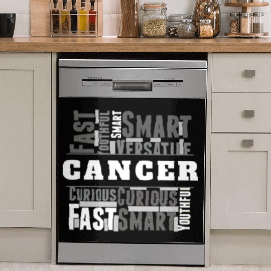 Cancer Zodiac Star Sign Word Cloud Square Monochro Dish Washer Covers
