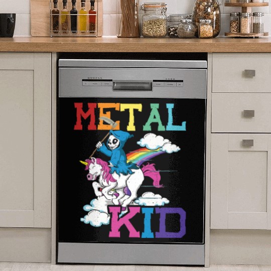 Metal Kid Music Grim Unicorn Rocker Rock Dish Washer Covers