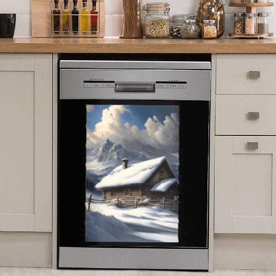 alps winter landscape hut in the snow Dish Washer Covers
