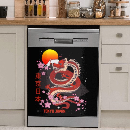 Japanese Tokyo Dragon Asian Vintage Retro Style Dish Washer Covers