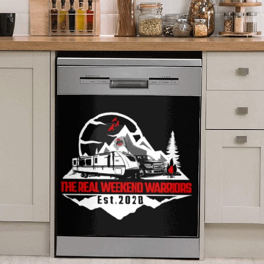 The Real Weekend Warriors Latest Logo in Red Dish Washer Covers