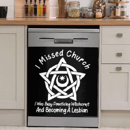Missed Church Occult Witch Symbol Funny Lesbian Wi Dish Washer Covers