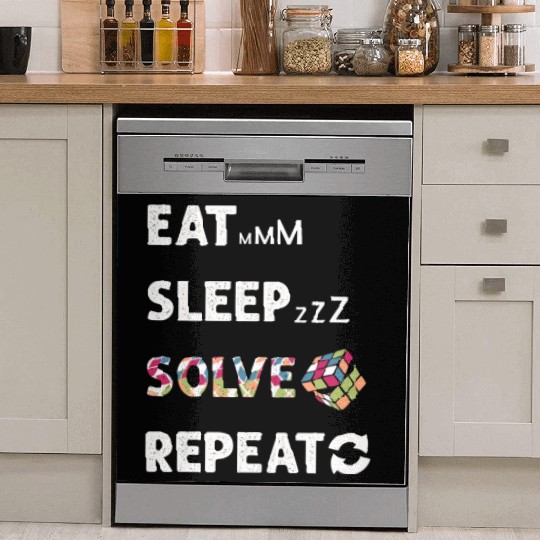 Eat Sleep Solve Repeat Math Speed Cubing Genie Dish Washer Covers