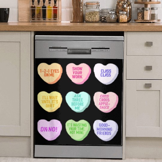 Teacher Valentines Day Conversation Heart School Dish Washer Covers