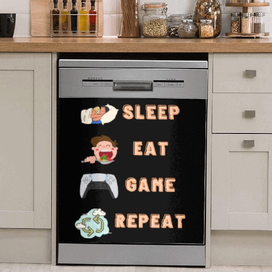 sleep eat game repeat PlayStation Dish Washer Covers