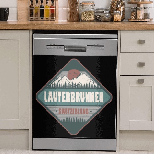 Lauterbrunnen Switzerland Vintage Hiking Design Dish Washer Covers