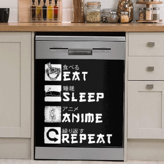 Eat Sleep Anime Repeat Japanese Manga Lover Cospla Dish Washer Covers