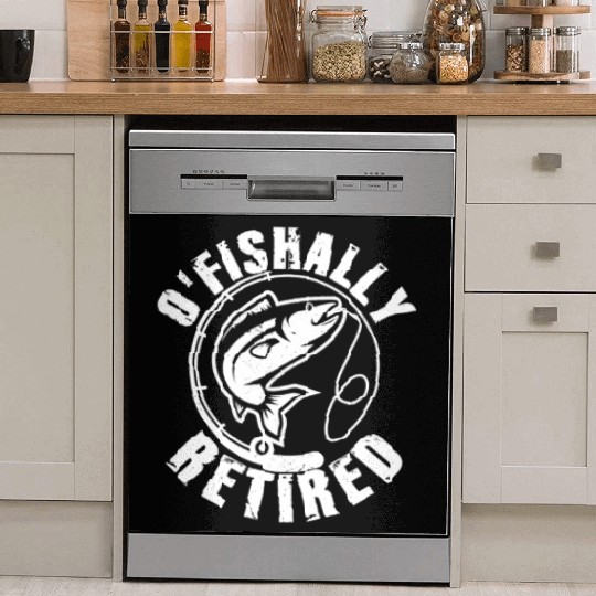 Ofishally Retired Fishing Retro Retirement Fishing Dish Washer Covers