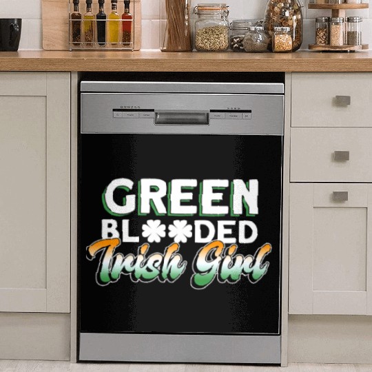 Green Blooded Irish Girl - St Patricks Day Irish Dish Washer Covers