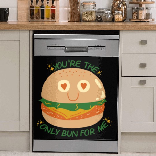 Burger Pun Illustration,food,funny,snack,sticker Dish Washer Covers