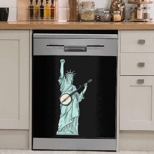 Statue Of Liberty Banjo Musician Design for Dish Washer Covers