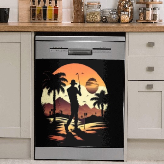 Golf Course Family Trip Cool Golfer In Sunset Dish Washer Covers