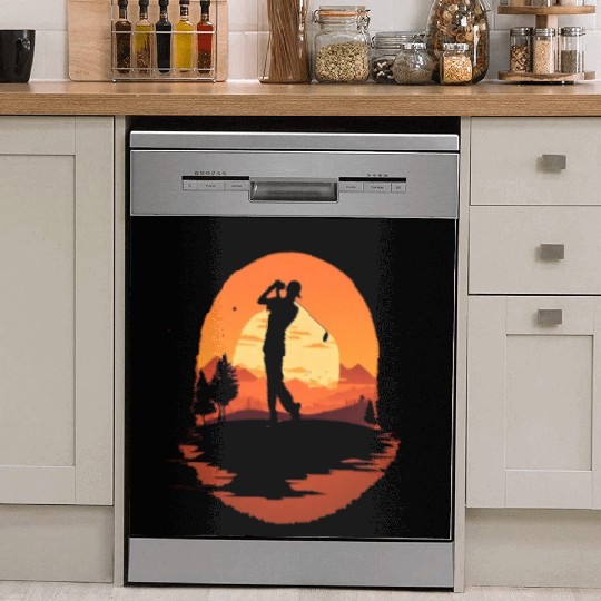 Golf Course Family Trip Cool Golfer In Sunset Dish Washer Covers