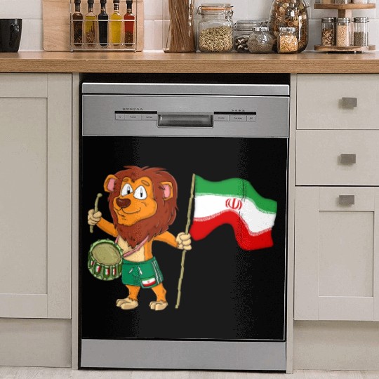 Lion with the Iran flag Dish Washer Covers