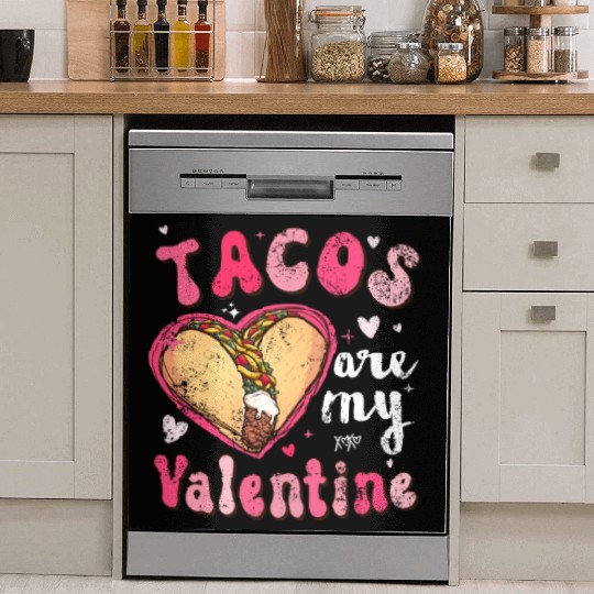 Retro Tacos Are My Valentine Retro I Heart Taco Dish Washer Covers