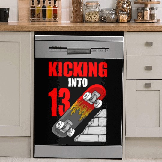 Skateboard Birthday For Boys 13th Birthday Skater Dish Washer Covers