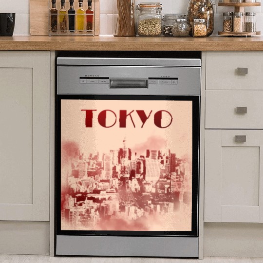 Tokyo Skyline City Japan Travel Shibuya Japanese Dish Washer Covers