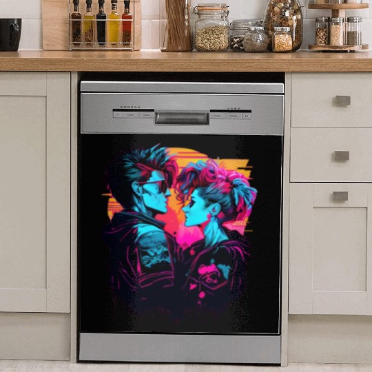 Get the Hottest Cyberpunk Synthwave Art - In Love Dish Washer Covers