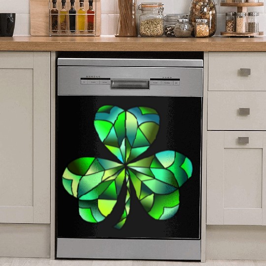Green Gradation Stained Glass Irish Clover Dish Washer Covers