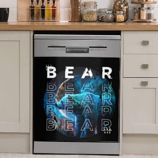 Midnight Roar: A Bear's Lunar Adventure Dish Washer Covers